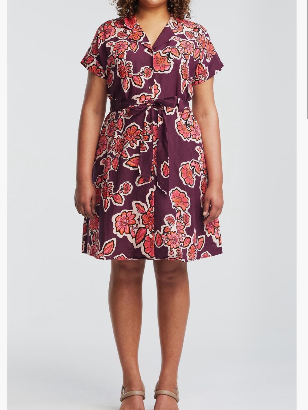Estelle NWT❗️Jasmin Floral Linen Shirt Tie Waist Dress
